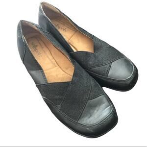 SOFTSPOTS Women's Black Leather Loafer Pump Shoes